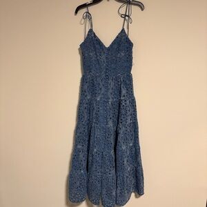 Alice + Olivia Laser cut Denim Shanti Midi Dress
